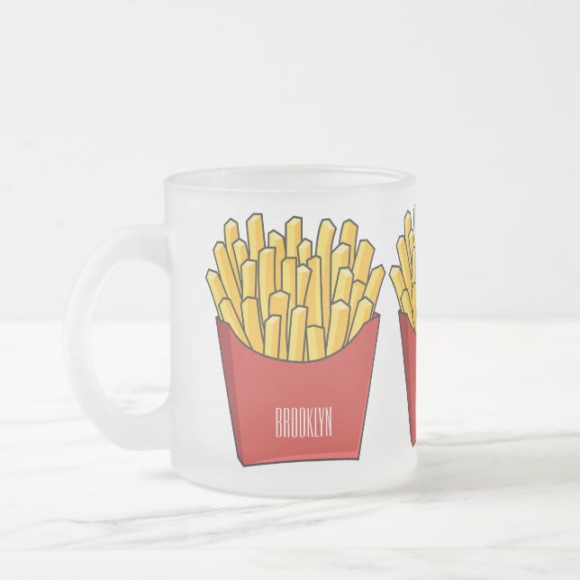 Französisch Pommes Cartoon Abbildung Mattglastasse (Links)