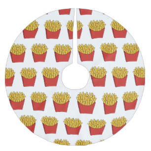 Französisch Pommes Cartoon Abbildung Polyester Weihnachtsbaumdecke