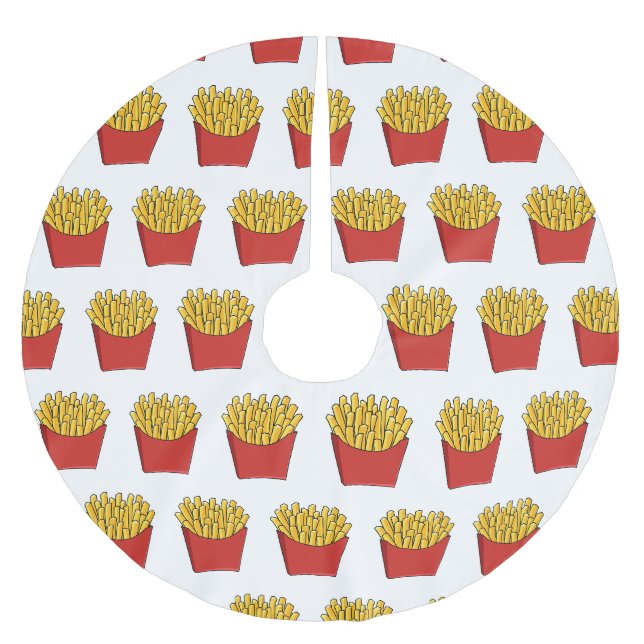 Französisch Pommes Cartoon Abbildung Polyester Weihnachtsbaumdecke (Vorderseite)