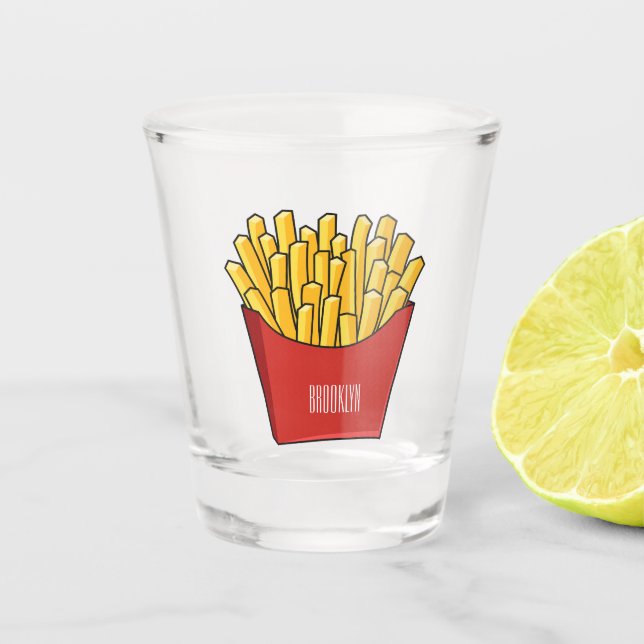 Französisch Pommes Cartoon Abbildung Schnapsglas (Vorderseite)