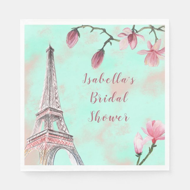 Französisch-Romance Paris Magnolia Brautparty Serviette (Vorderseite)