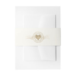 Französisch-romanisches Herz Hochzeit Gold ID870 Einladungsbanderole