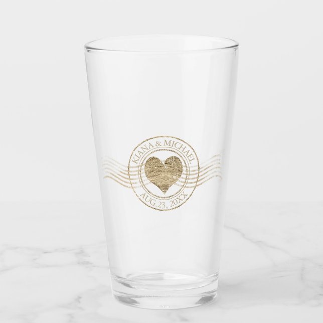 Französisch-romanisches Herz Hochzeit Gold ID870 Glas (Vorderseite)