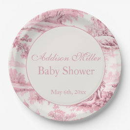 Französisch Rosa Toile Floral Bow Baby Girl Dusche Pappteller