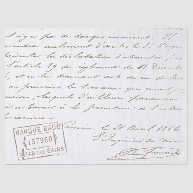 Französisch-Script-Vintag Stempelschreiben-Dekoute Seidenpapier (Vorderseite)