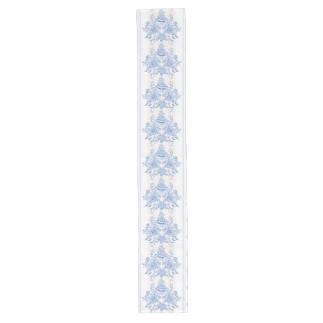Französisch, Shabby Chic, Vintag, blassblau, weiß, Großer Tischläufer (Vorderseite)