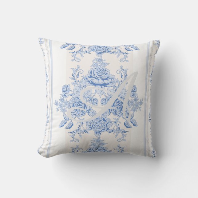 Französisch, Shabby Chic, Vintag, blassblau, weiß, Kissen (Vorderseite)