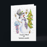 Französisch - Snowman - Happy Snowman - Joyeux Noë Feiertagskarte<br><div class="desc">Französisch - Snowman - Happy Snowman - Joyeux Noël</div>
