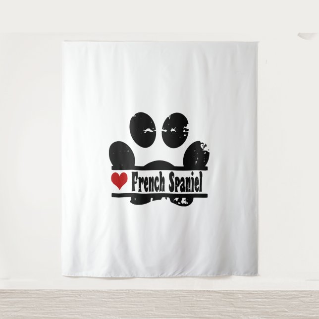 Französisch Spanisch Dog Paw Print Wandteppich (Vorderseite)