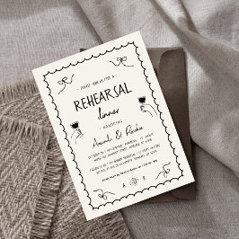 Französisch Spaß Hand gezogen Whimsical Probe Aben Einladung