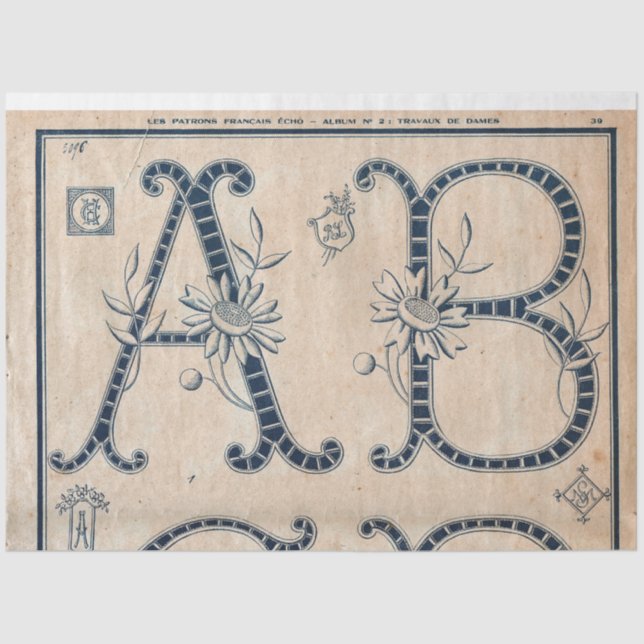 Französisch Stickerei Muster Decoupage oder Giftwr Seidenpapier (Vorderseite)