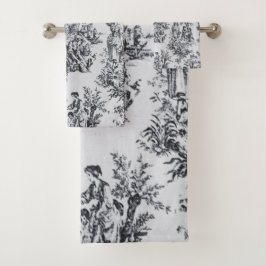 Französisch toile de joues Schwarz-Weiß elegant Badhandtuch Set