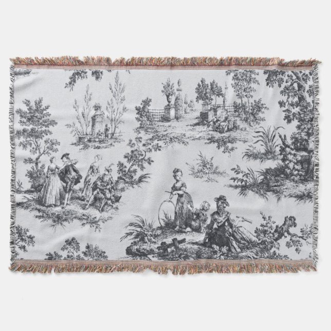 Französisch toile de joues Schwarz-Weiß elegant Decke (Vorderseite)