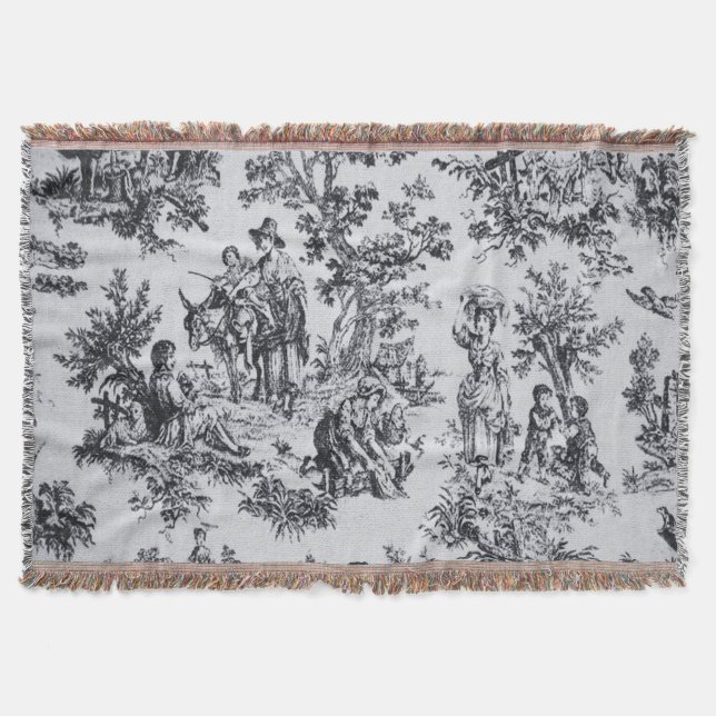 Französisch toile de joues Schwarz-Weiß elegant Decke (Vorderseite)