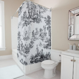 Französisch toile de joues Schwarz-Weiß elegant Duschvorhang