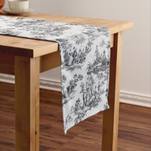 Französisch toile de joues Schwarz-Weiß elegant Großer Tischläufer