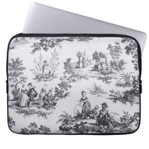 Französisch toile de joues Schwarz-Weiß elegant Laptopschutzhülle
