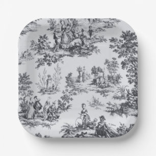 Französisch toile de joues Schwarz-Weiß elegant Pappteller