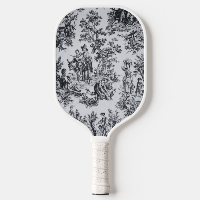 Französisch toile de joues Schwarz-Weiß elegant Pickleball Schläger (Vorderseite)