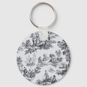 Französisch toile de joues Schwarz-Weiß elegant Schlüsselanhänger