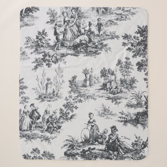 Französisch toile de joues Schwarz-Weiß elegant Sherpadecke (Vorderseite)