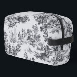Französisch toile de joues Schwarz-Weiß elegant Waschbeutel<br><div class="desc">Französische Toile de jouy schwarz-weiß.</div>