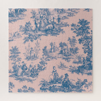 Französisch toile de jouy blau und rosa elegant