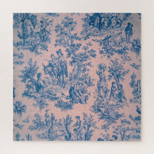 Französisch toile de jouy blau und rosa elegant