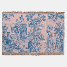 Französisch toile de jouy blau und rosa elegant