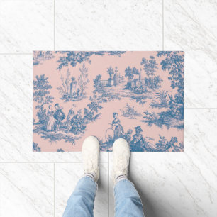 Französisch toile de jouy blau und rosa elegant fußmatte