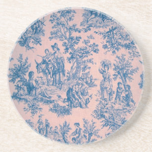 Französisch toile de jouy blau und rosa elegant getränkeuntersetzer