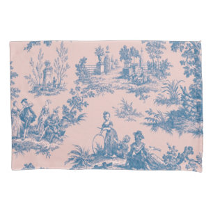 Französisch toile de jouy blau und rosa elegant kissenbezug