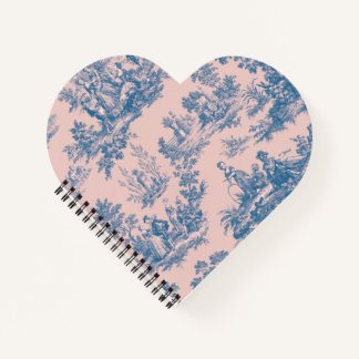 Französisch toile de jouy blau und rosa elegant notizbuch