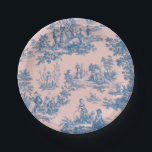 Französisch toile de jouy blau und rosa elegant pappteller<br><div class="desc">Französische Toile de jouy pink und weiß.</div>