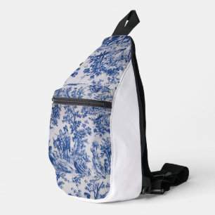 Französisch toile de jouy blau-weiß elegant crossbody bag