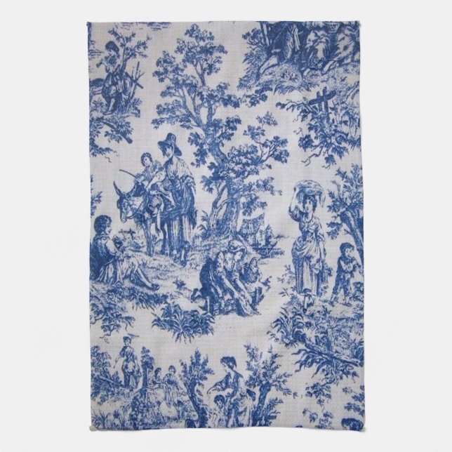 Französisch toile de jouy blau-weiß elegant geschirrtuch (Vertikal)