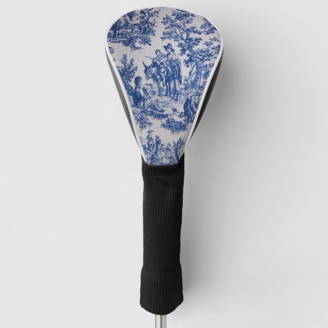 Französisch toile de jouy blau-weiß elegant golf headcover (Vorderseite)