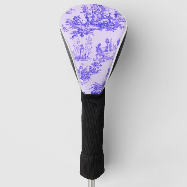 Französisch toile de jouy blau-weiß elegant golf headcover (Vorderseite)