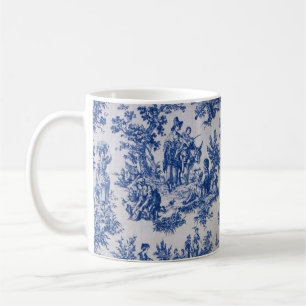 Französisch toile de jouy blau-weiß elegant kaffeetasse