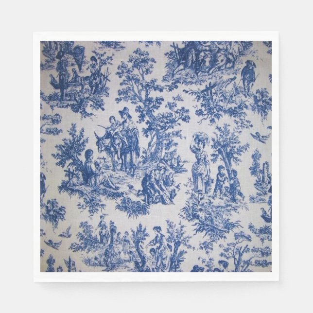 Französisch toile de jouy blau-weiß elegant serviette (Vorderseite)