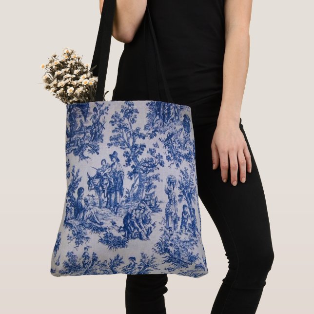 Französisch toile de jouy blau-weiß elegant tasche (Von Nahem)