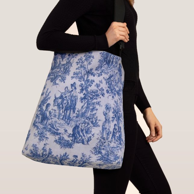 Französisch toile de jouy blau-weiß elegant tragetaschen mit langen trägern (Von Nahem)