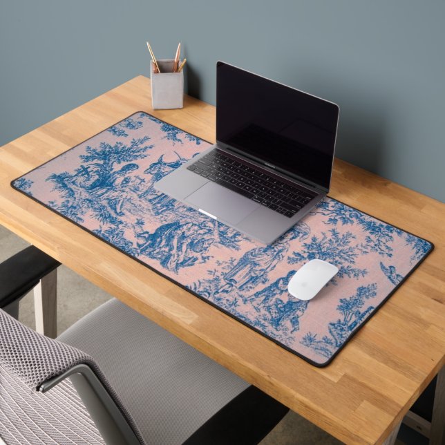 Französisch toile de jouy pink und blau elegant schreibtischunterlage (Büro 2)