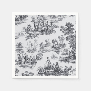 Französisch toile de jouy Schwarz-weiße elegante D Serviette