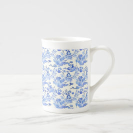 Französisch Toile Style Blau und Weiß Prozellantasse