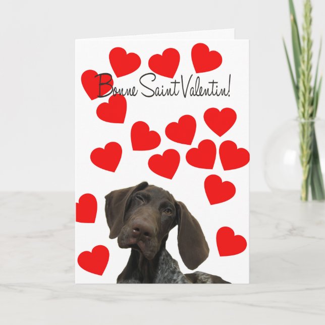 Französisch Valentine Glossy Grizzy Valentine Feiertagskarte (Vorderseite)