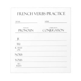 Französisch | Verbs Conjugation Practice Notizblock