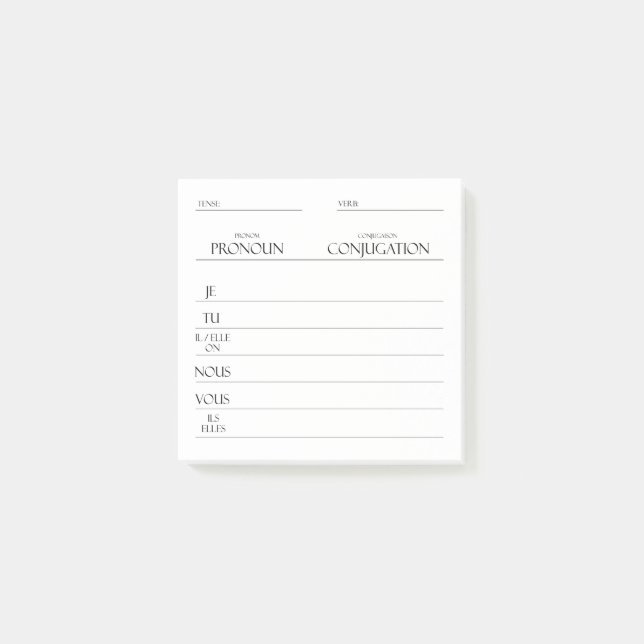 Französisch | Verbs Conjugation Practice Post-it Klebezettel (Vorderseite)