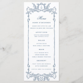 Französisch-Verziert-Barock | Monogramm-Hochzeit Menükarte