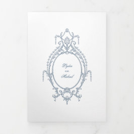 Französisch-Verziert-Barock-Tri-Fold-Hochzeit Dreifach Gefaltete Einladung